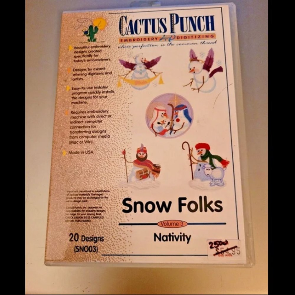 Cactus Punch Embroidery CD Snow Folks Nativity Volume 3